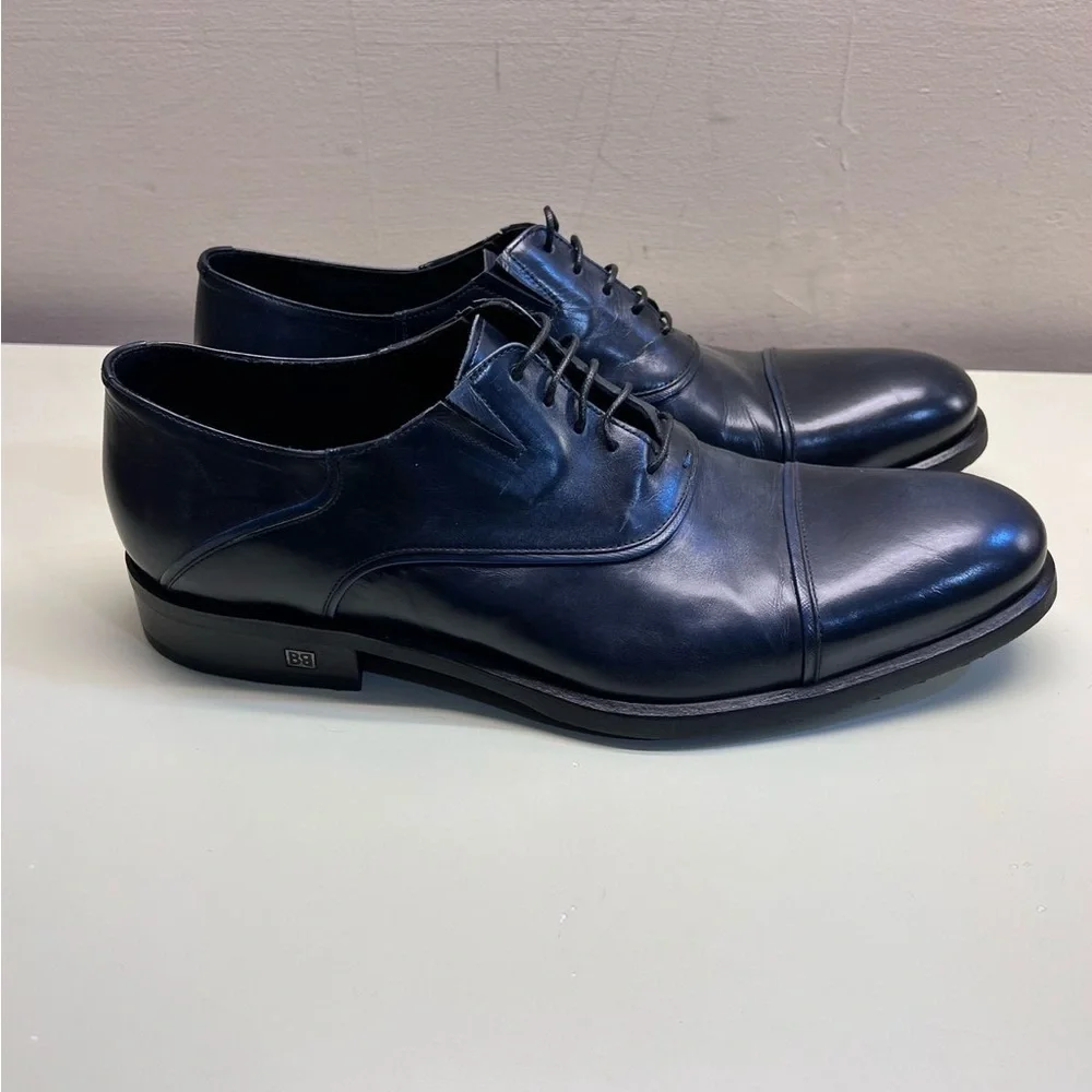 MADE IN ITALY LEATHER Baldinini Black Chukka Boots Polished Leather Lace-Up